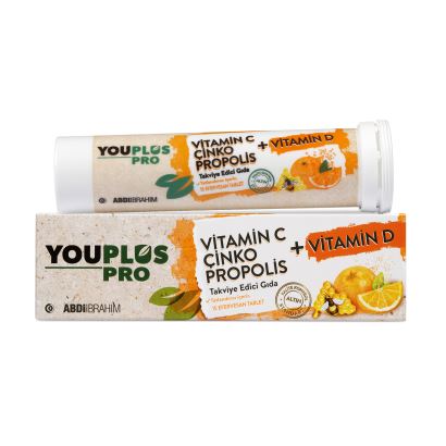 Youplus Pro Vitamin C, D, Çinko & Propolis 15 Efervesan Tablet