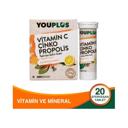 Youplus Vitamin C Çinko Propolis 20 Efervesan Tablet