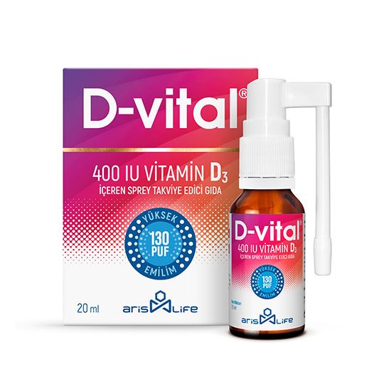 D-Vital D3 Vitamin D3 400 IU Sprey 20 ml