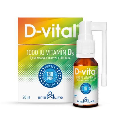 D-Vital D3 Vitamin D3 1000 IU Sprey 20 ml