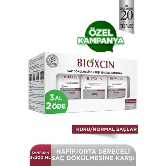 Bioxcin Genesis Kuru ve Normal Saçlar için Şampuan 3 x 300ml | 3 AL 2 ÖDE