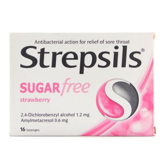 Strepsils Çilek Aromalı Şekersiz 16 Pastil